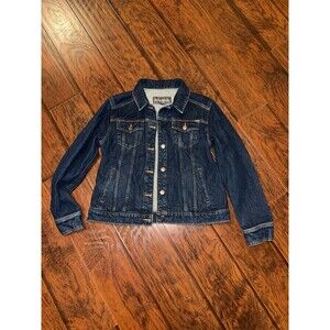 Eddie Bauer Jacket Womens Adult Blue Denim Jean Casual Button Up Coat size Large